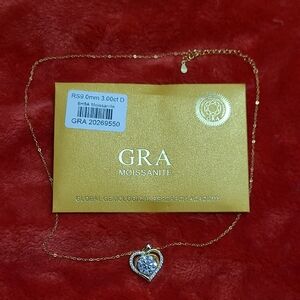 Moissanite Heart Pendant Necklace - Gold